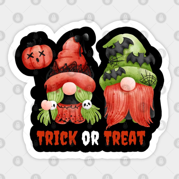 Trick or Treat Halloween! Cute Gnomes Halloween Pumpkin Spooky Season Autumn Vibes Halloween Thanksgiving and Fall Color Lovers Sticker by BellaPixel